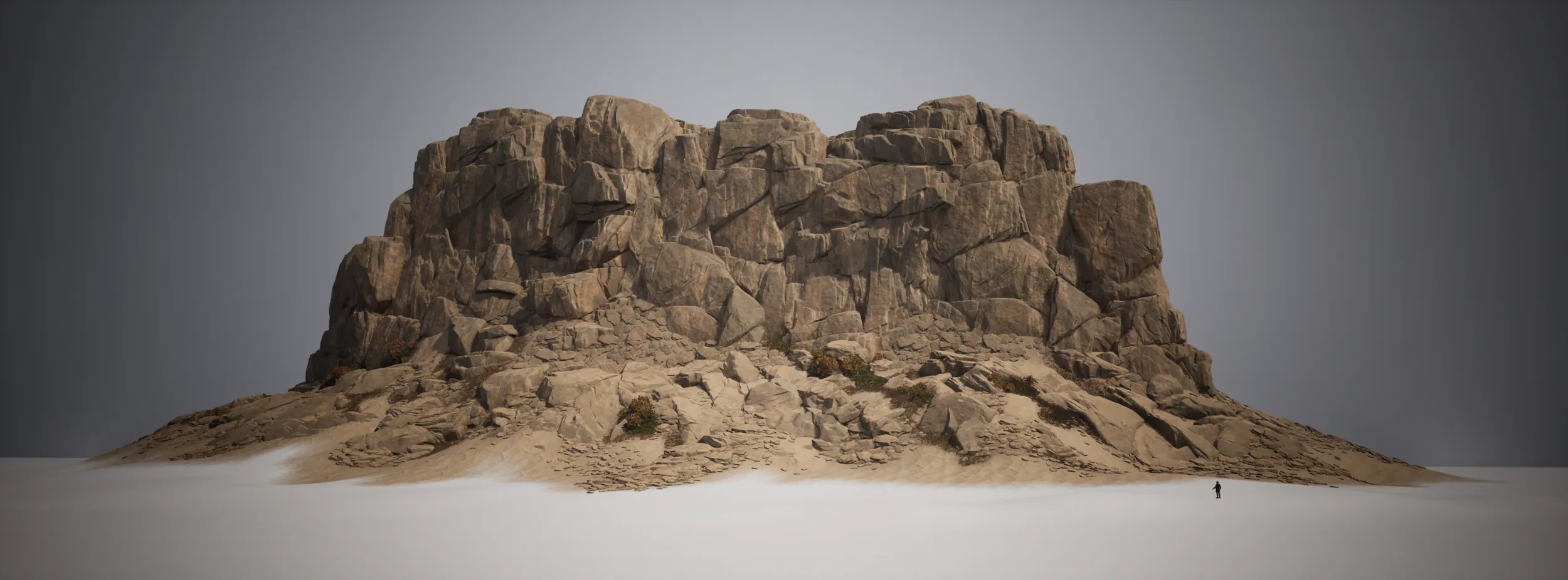 Updated desert rock formations from the in-progress desert visual pass.