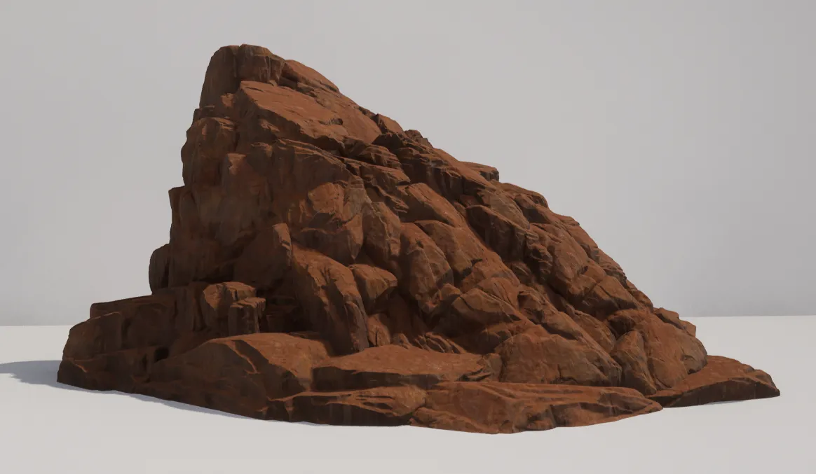 Updated desert rock formations from the in-progress desert visual pass.